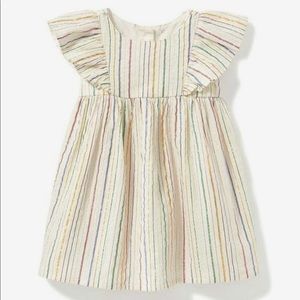 Adorable multicolored metallic stripe baby dress